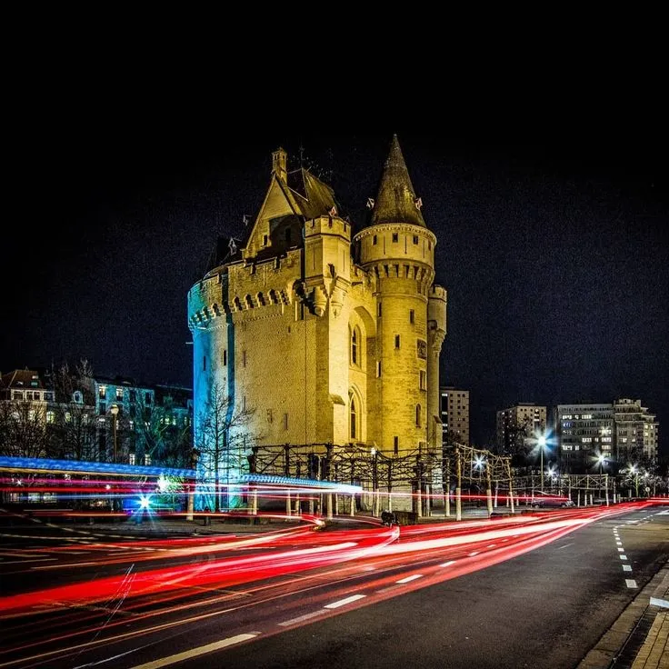 Bruxelles la nuit, longues poses lumineuses